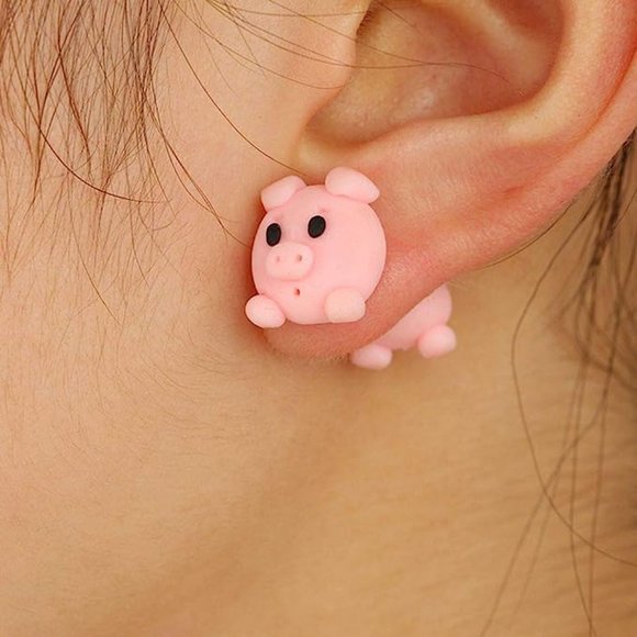 Cute Pink Pig Stud‎ Earrings - Picture 5 of 13
